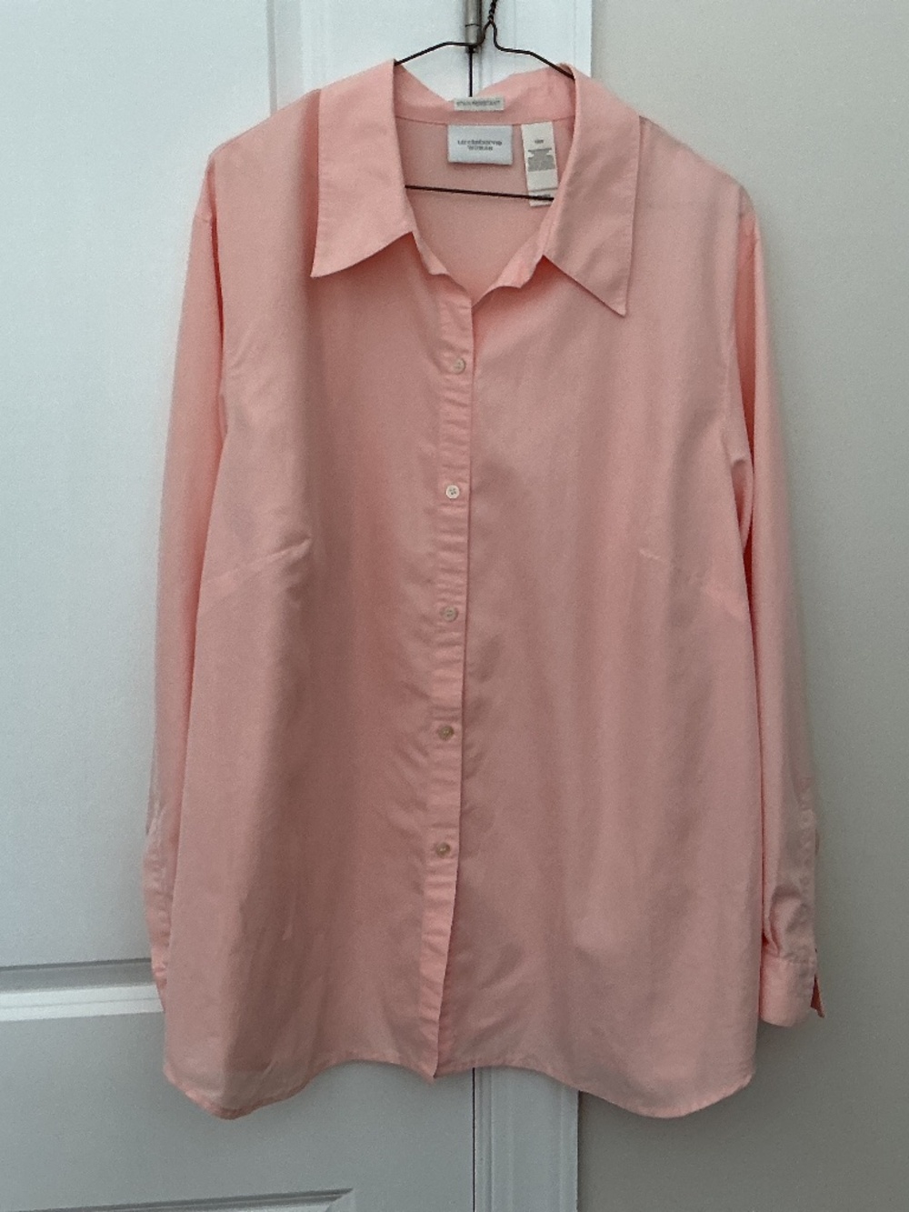 Liz Claiborne Top Women’s Size 18W Lt Pink Non Iron Cotton Button Up Long Sleeve
